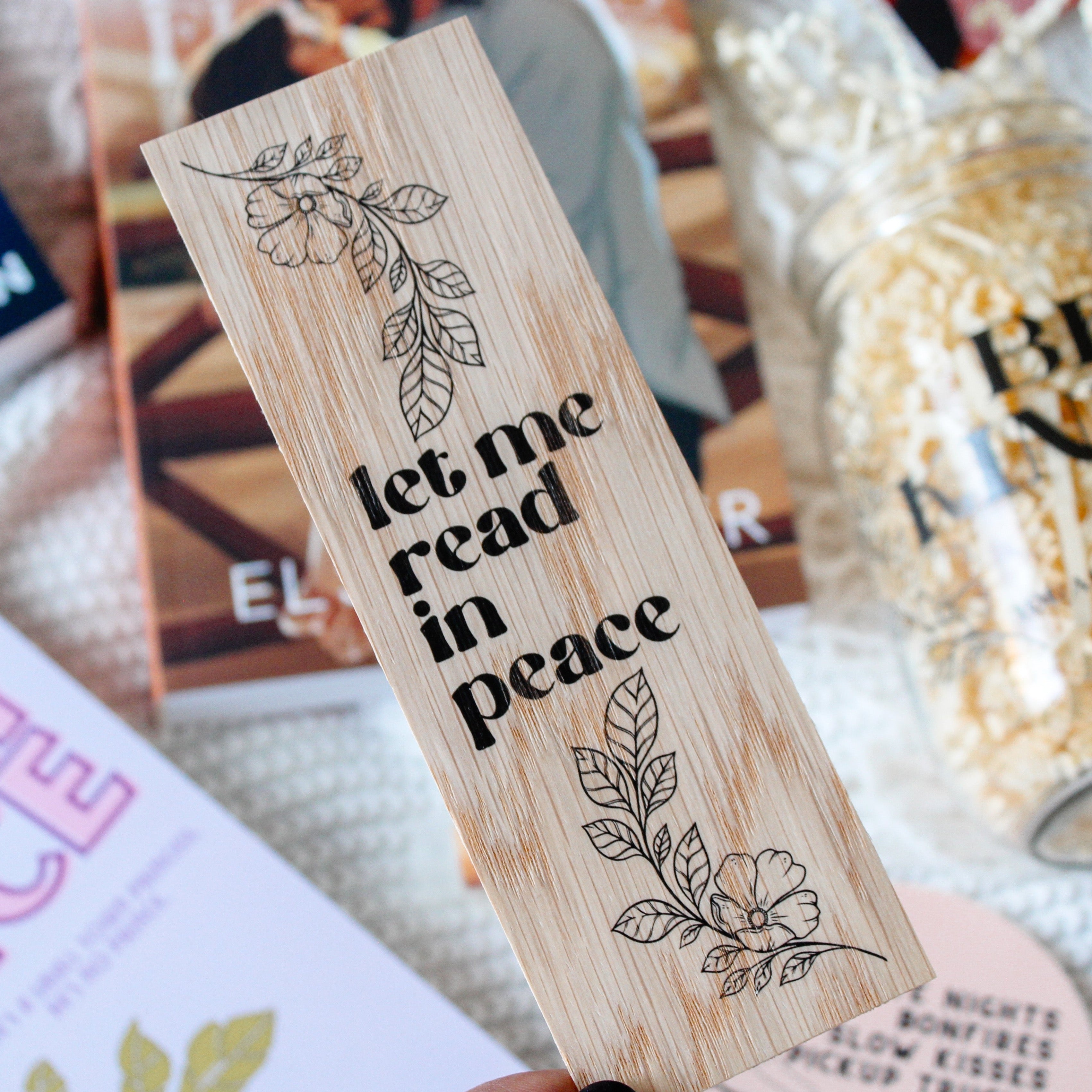 Let Me Read in Peace Wooden Bookmark – Hello Lovely Box