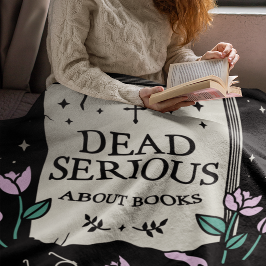 Dead Serious About Books Throw Blanket